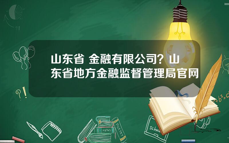 山东省 金融有限公司？山东省地方金融监督管理局官网